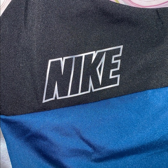 Nike Black and Blue Sports Top with Silver Highlights - Picture 4 of 8